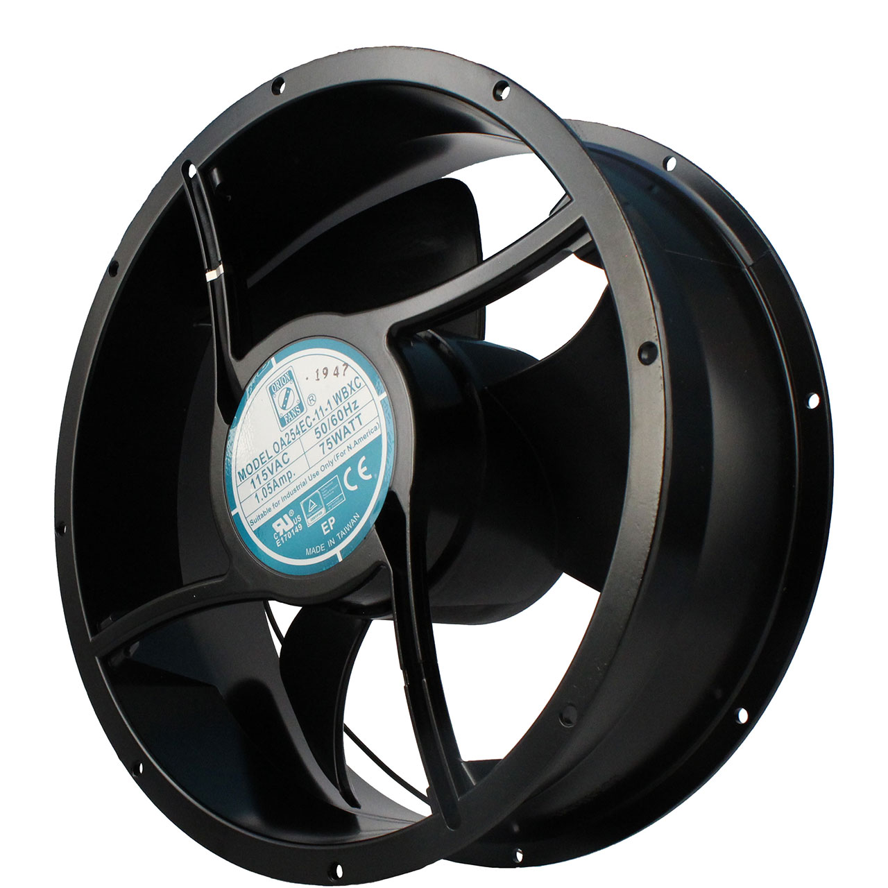 254 mm x 254 mm x 89 mm Tube Axial Fan 115/230 VAC Ball Bearing 500CFM 56dBA Wires