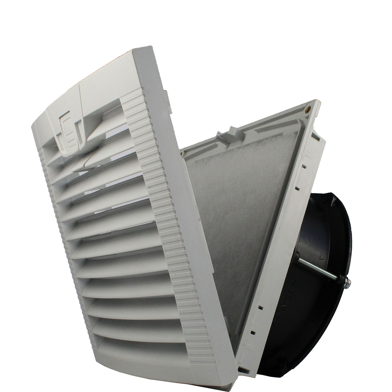 172mm x 150mm x 51mm Louvered Hinged Filter Guard Fan Kit 230VAC Ball Bearings 180CFM 61dBA Terminals XC Series