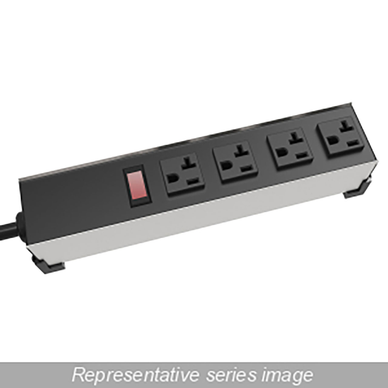 Hammond 20A H.D. 8 Outlet Strip with Switch 6 Foot Cord Straight Plug - Outlets Front - Black
