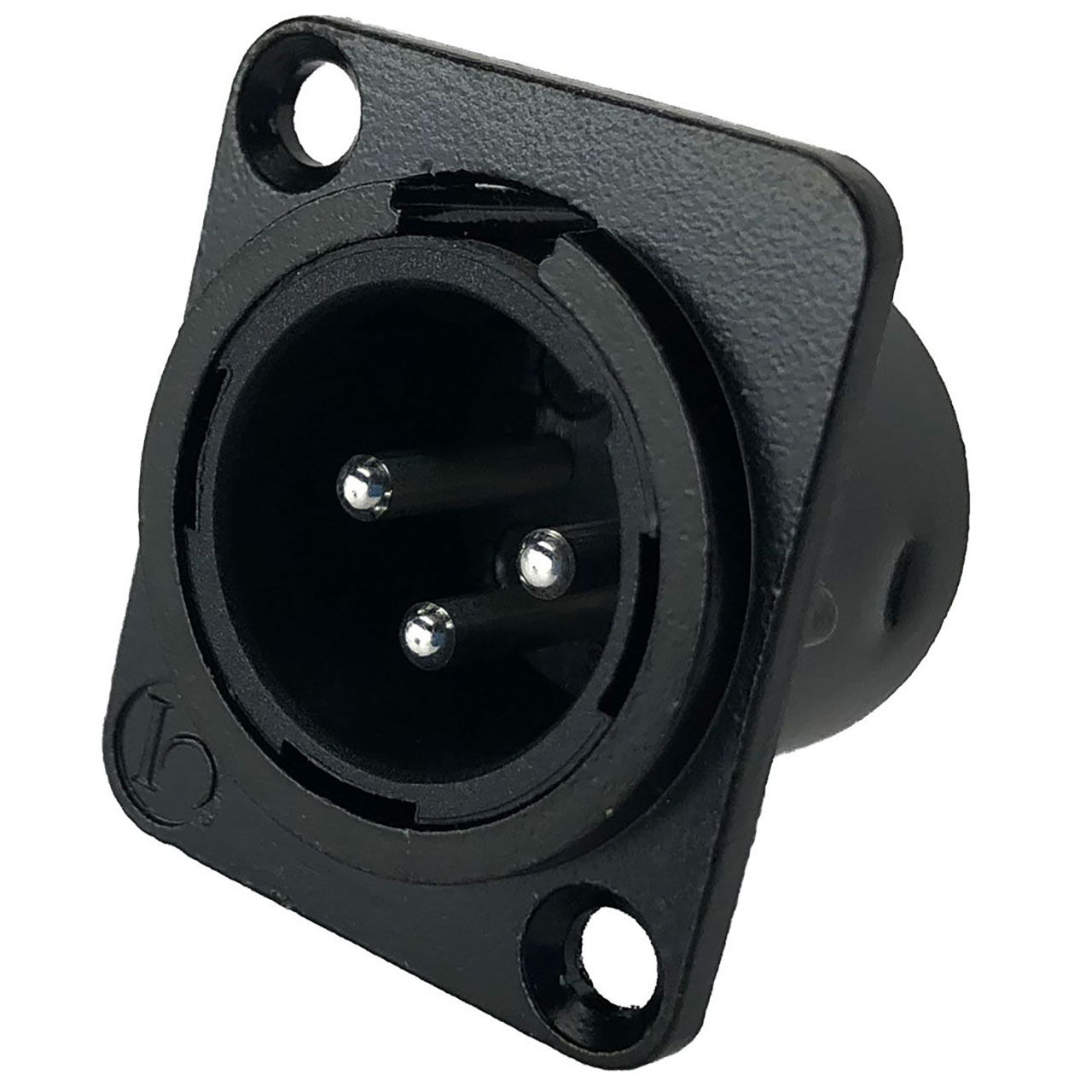 JL-Series 3-Pin XLR Male Receptacle Black Metal Housing Solder Cups Silver Contacts