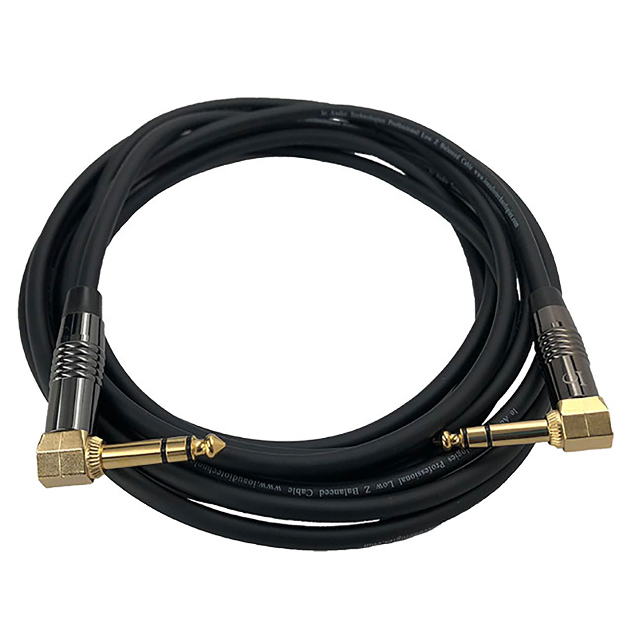 20 Foot Balanced Patch Cable 1/4" TRS Right Angle to 1/4" TRS Right Angle CH-Series Connectors