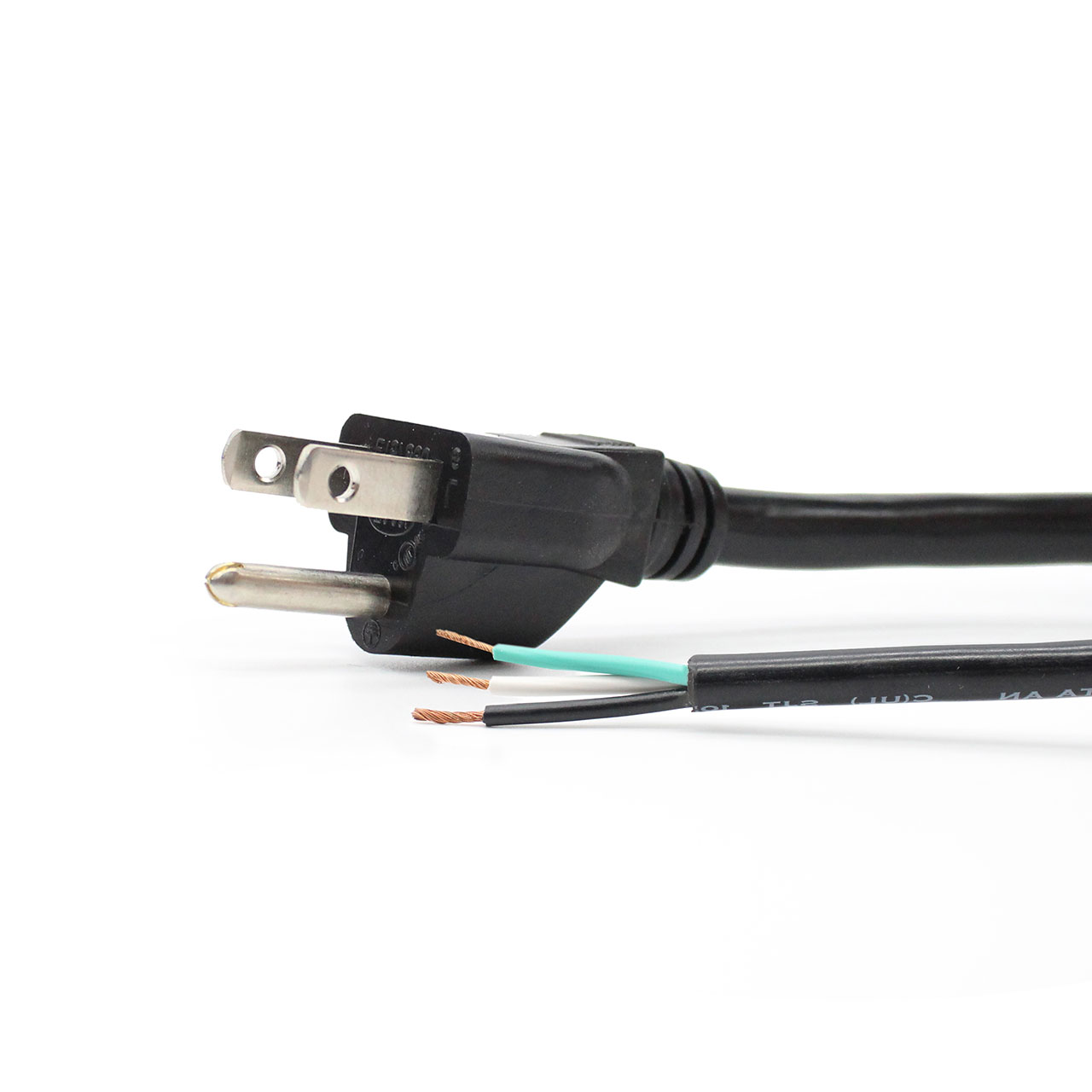 3-Conductor AC Power Cord 18AWG NEMA 5-15P to Bare Ends (ROJ) 9' 10" SVT