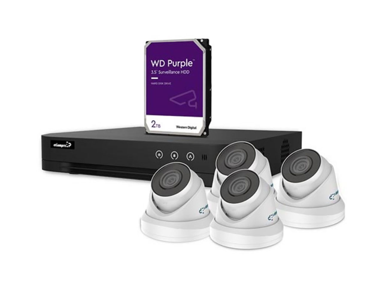 IP Security Camera Set with 4 Channel NVR Four White IP Dome Cameras 2 TB HD and Cables