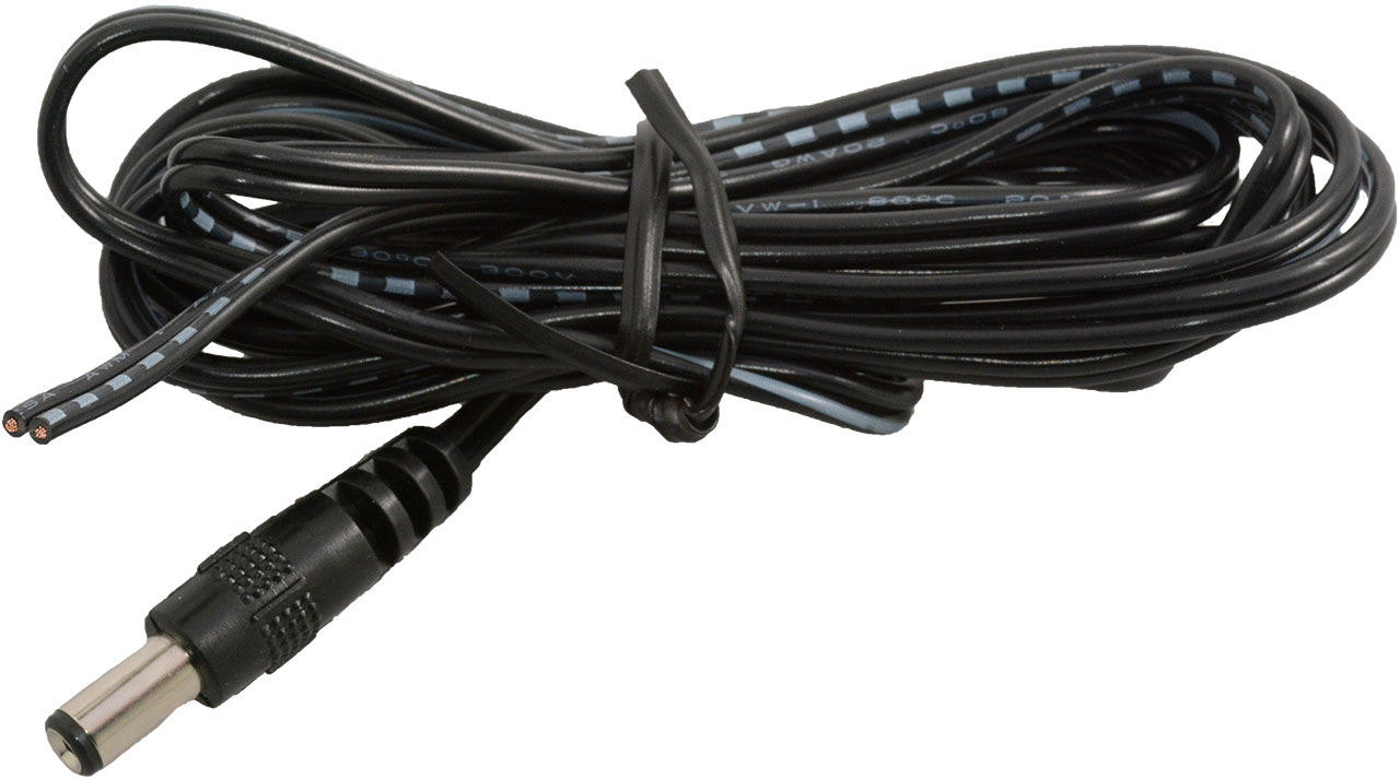 DC Power Cord 2.1x5.5mm Barrel Plug to 20AWG Pigtails 6 Feet