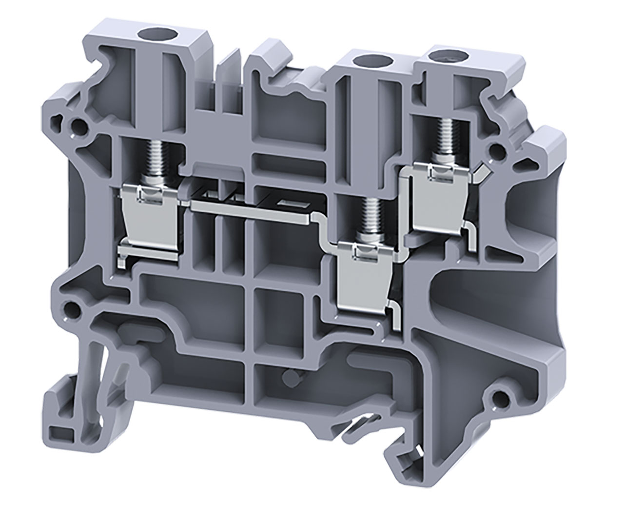 DIN Terminal Block Screw 3 Conn 30A 600V 24-10AWG 6mm Green
