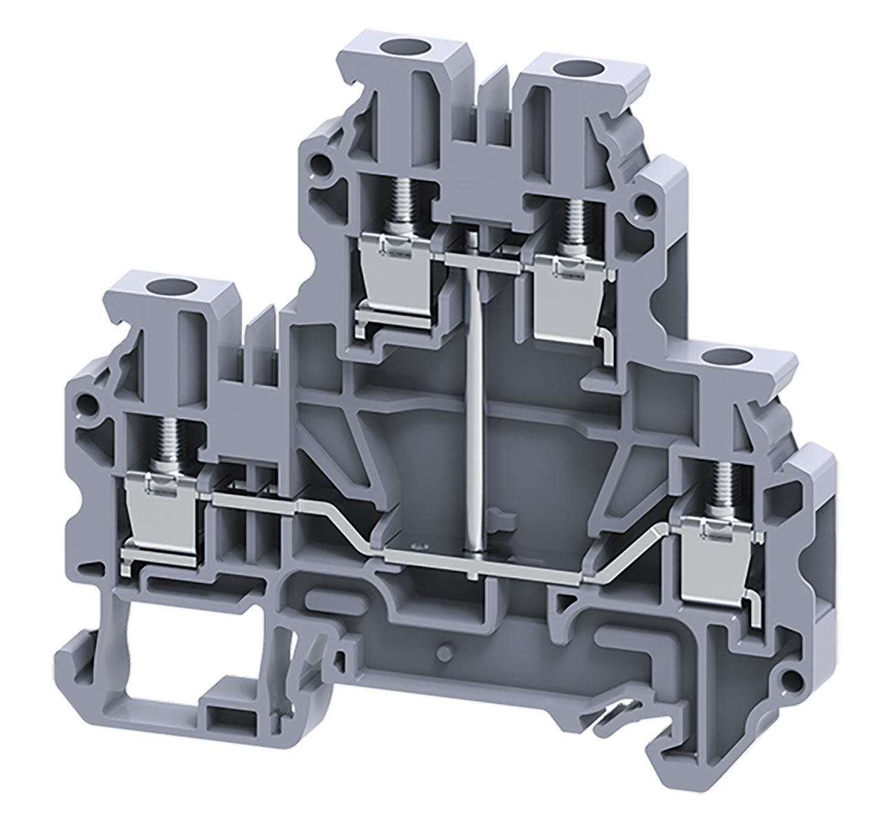 DIN Terminal Block Screw Double Level Internally Shorted Level 30A 300V 24-10AWG 6mm Grey