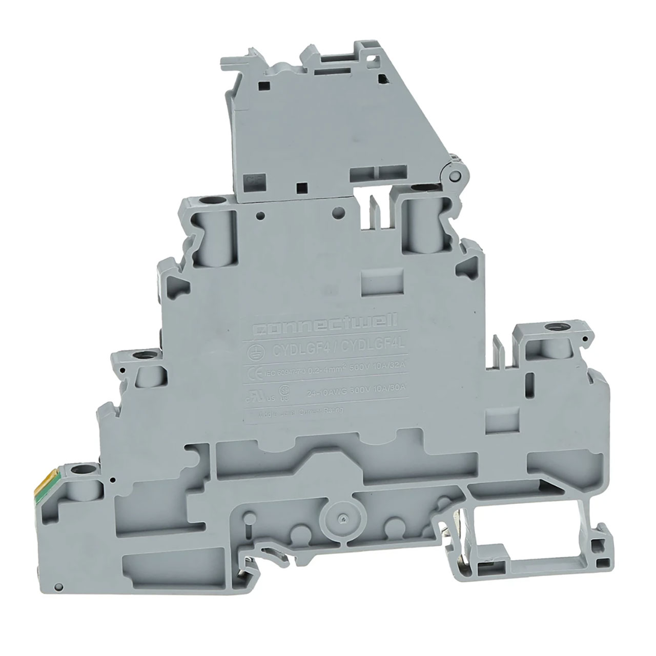 DIN Terminal Block Screw Double Level Grnd Shorted 300V 24-10AWG 6mm