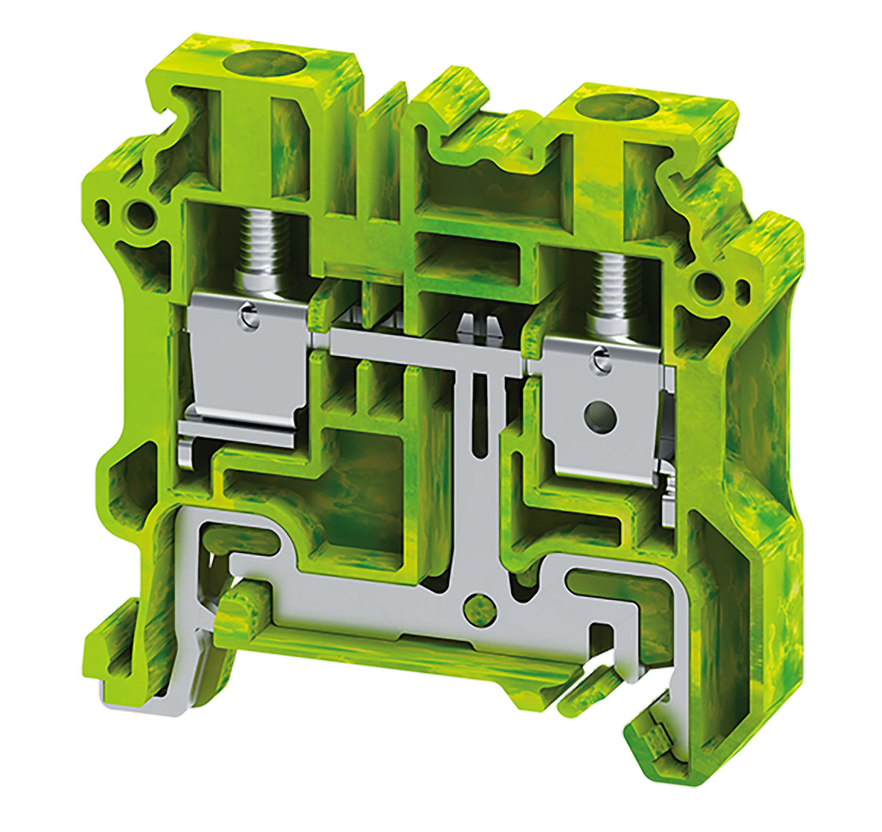 DIN Terminal Block Screw Ground 600V 24-8AWG 8mm Yellow/ Green