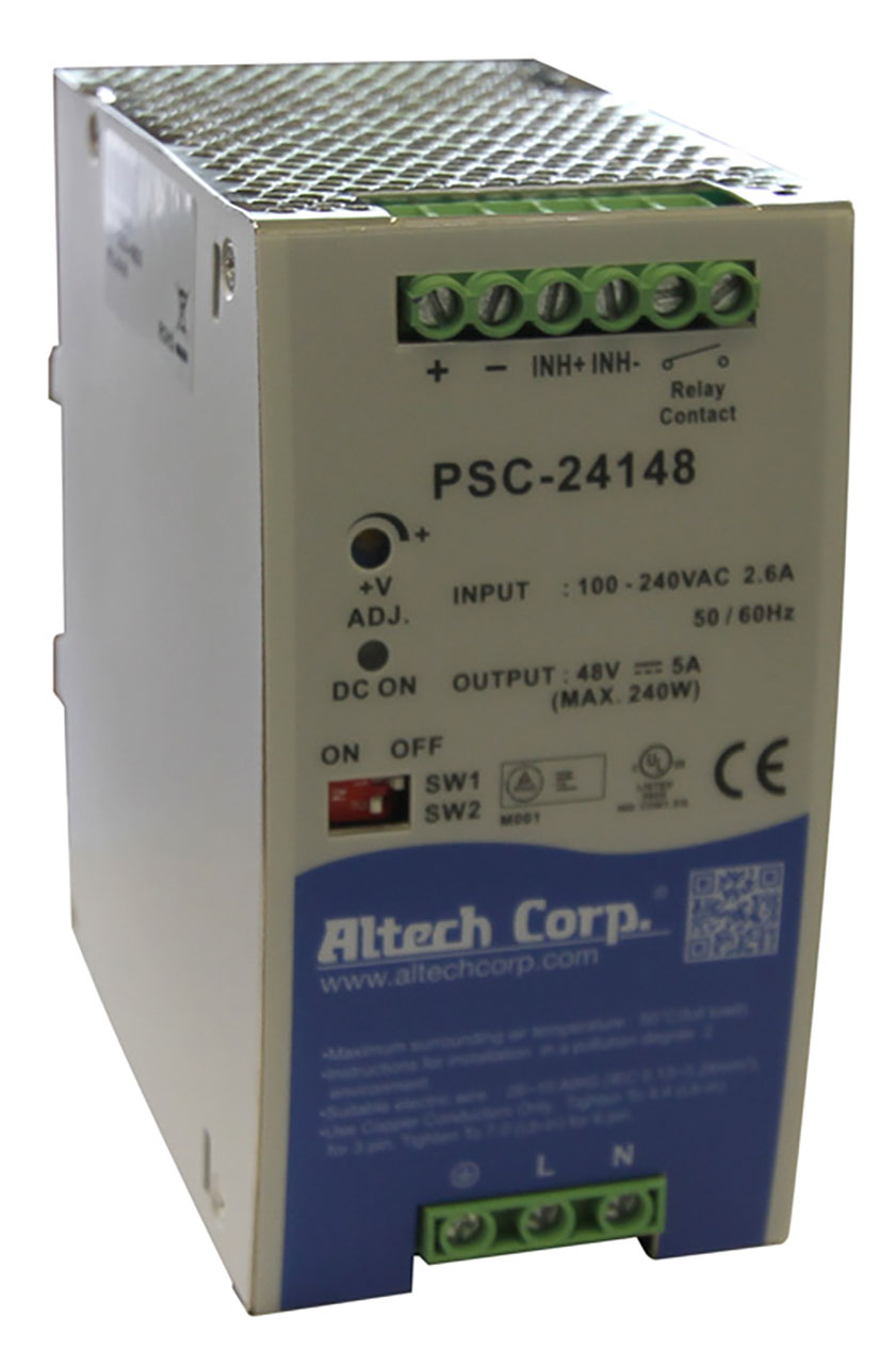 Power Supply DIN Rail 85-264VAC Input 24VDC Output 240W 10A Compact PFC