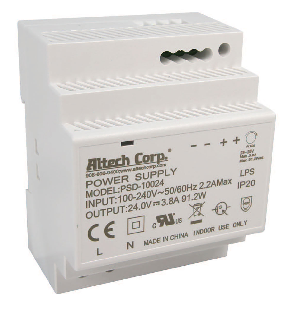 Power Supply DIN Rail 85-264VAC Input 24VDC Output 100W 4.2A Univ IEC Class II