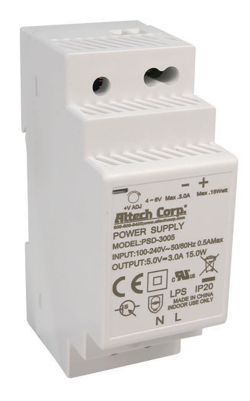 Power Supply DIN Rail 85-264VAC Input 15VDC Output 30W 2A Univ IEC Class II