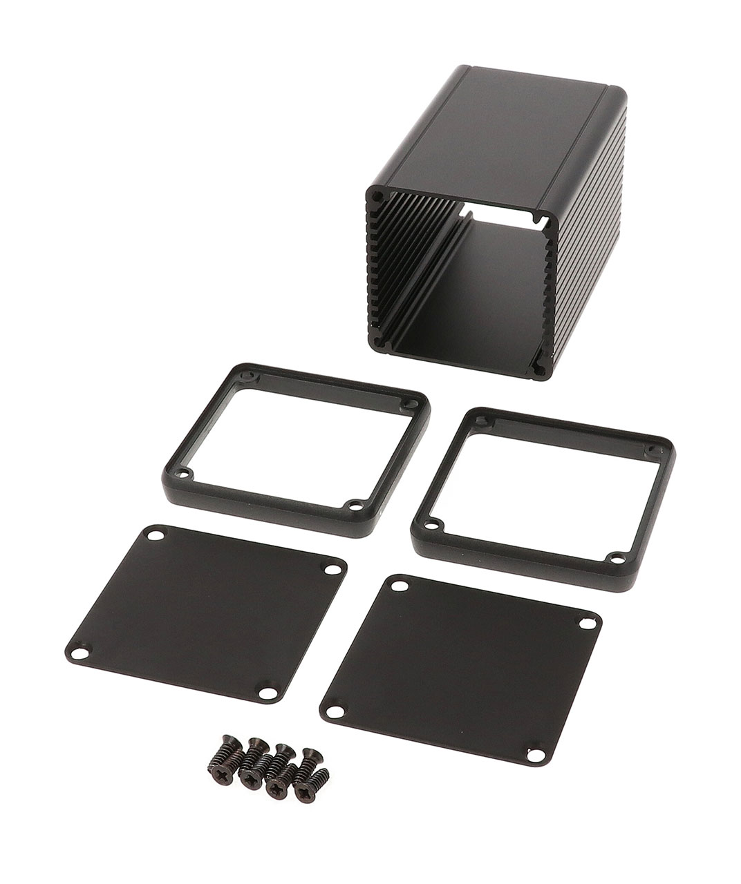 Black Anodize Extruded Aluminum Enclosure with Metal End Panels 80x54x54mm