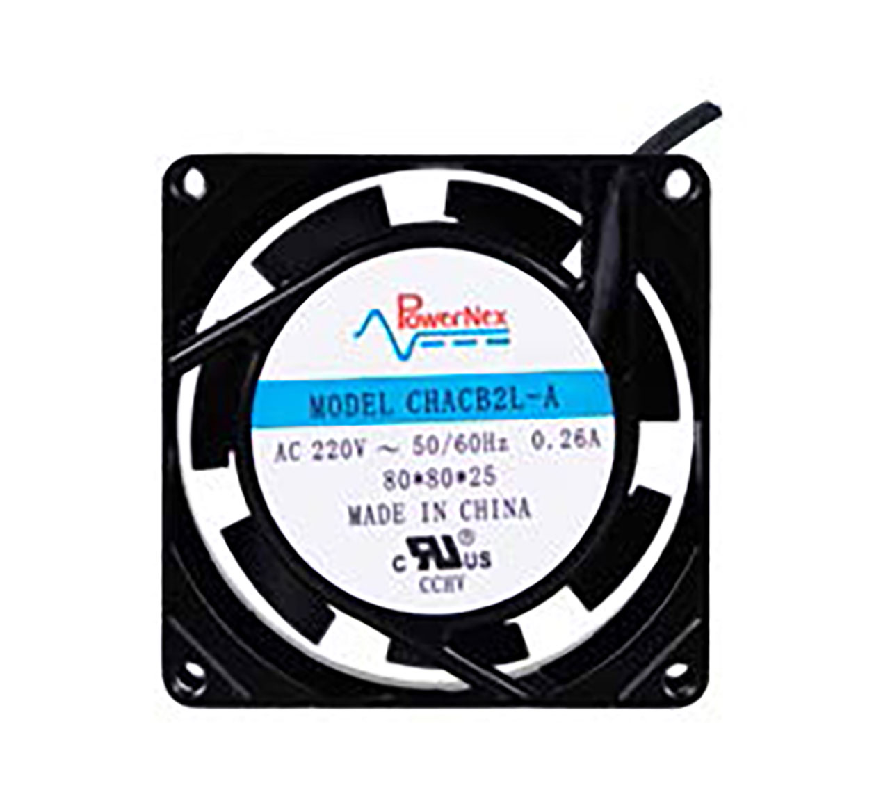 80x80x25mm Fan 220VAC Dual Ball Bearing 19 CFM 34dB 12" Wires