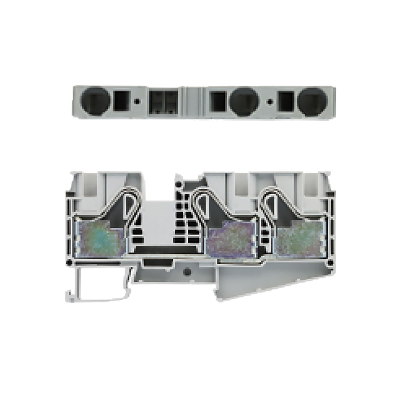 Single Layer DIN Rail Terminal Block 3C 16mm&sup2; Max Wire Push-In Green