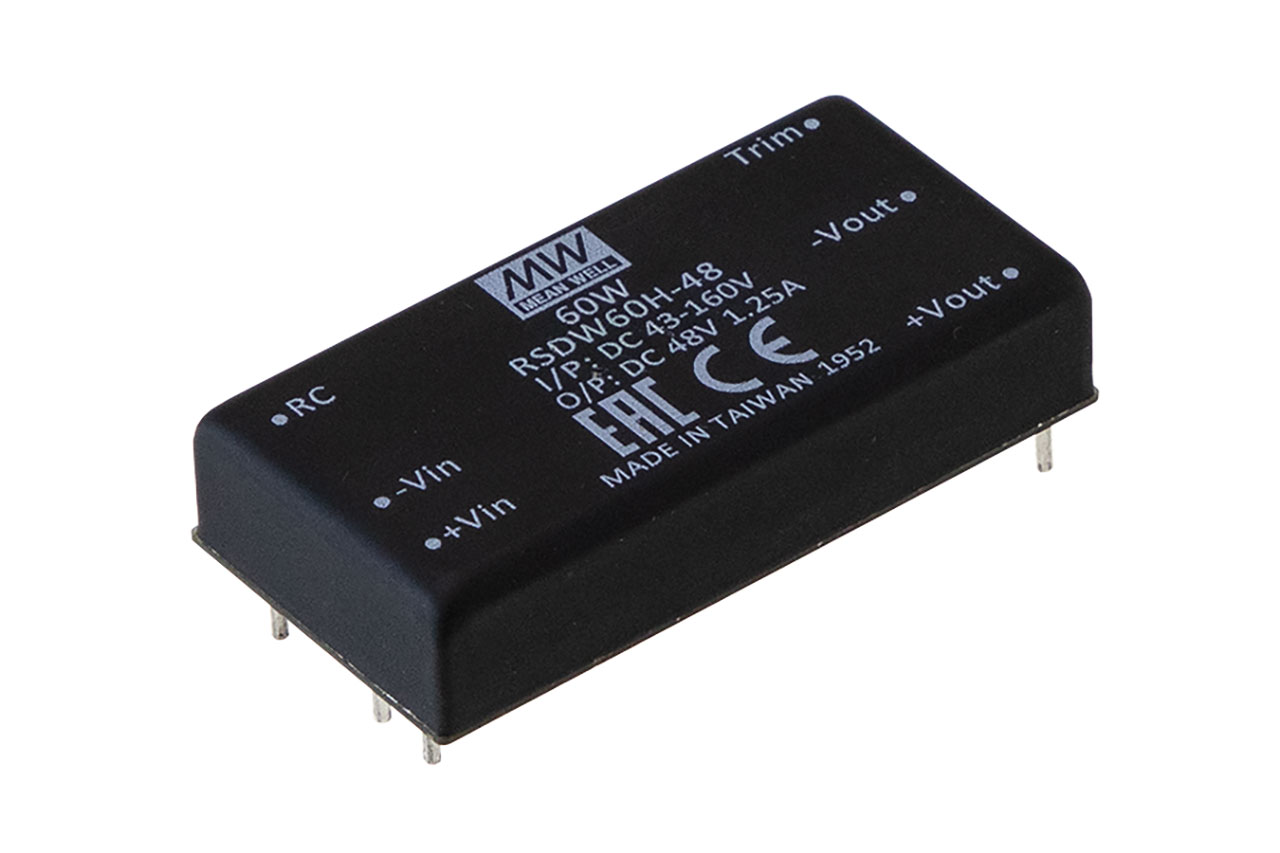 Reliable DC-DC Converter PC-Mount for Railway Applications 40W 3.3V 12A Output 18-75V Input