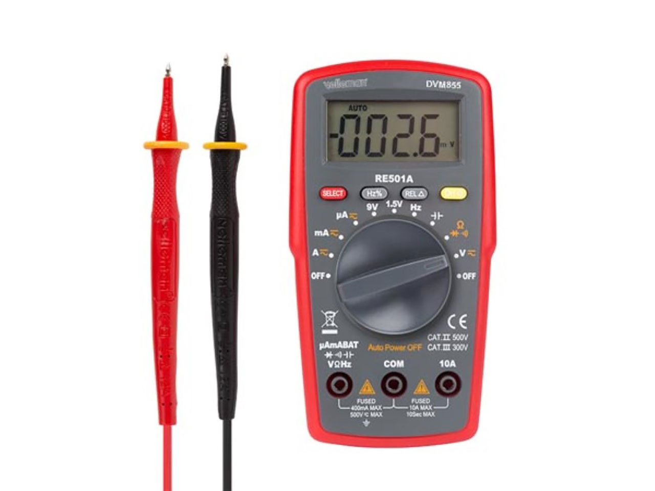 Digital Multimeter 4000 Count LCD for AC/DC Current, AC/DC Voltage, and More with Test Leads