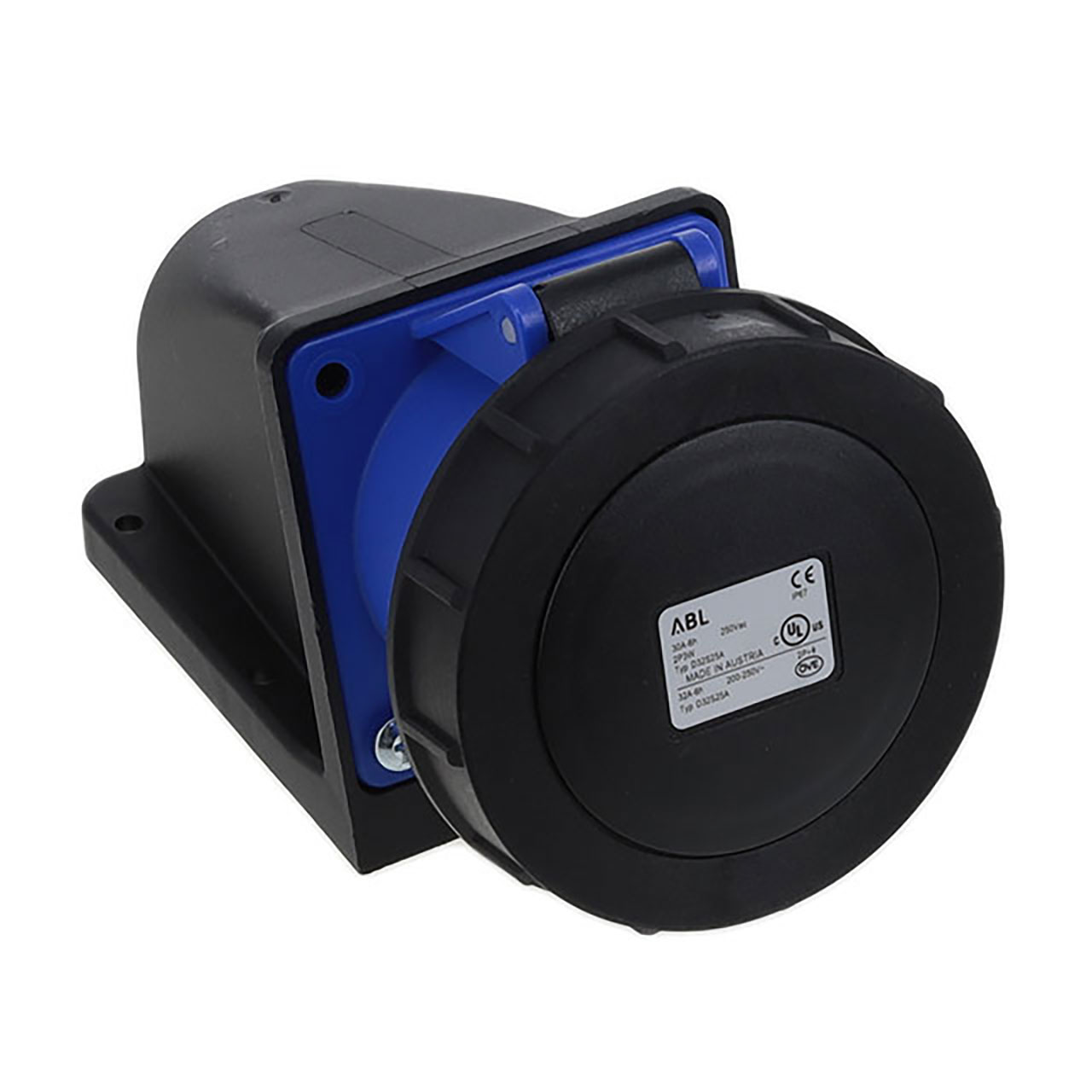 AC Power Receptacle Female 30A 2P/3W 6h 250V Blue IP67 25 Degree Wall Mount cUL