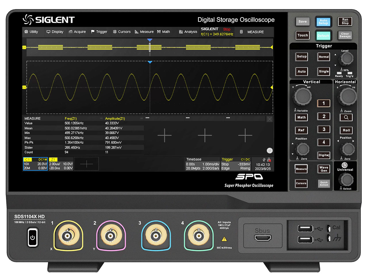 100 MHz 4-Channel Mixed Signal Oscilloscope 2GSa/s 12-bit High-Resolution 100Mpts 12.1" Touch Screen