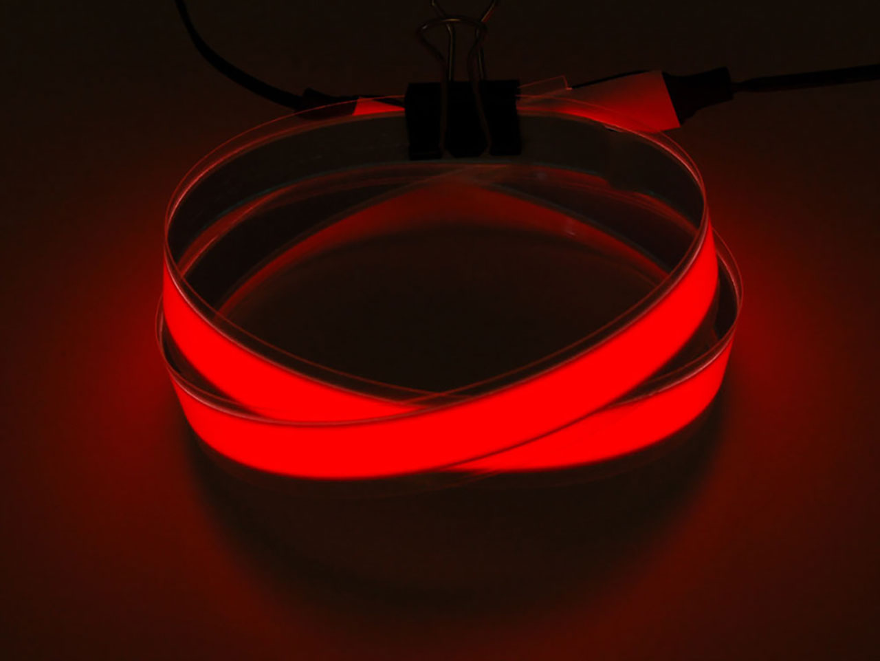 Red Electroluminescent (El) Tape Strip - 100cm with Two Connectors