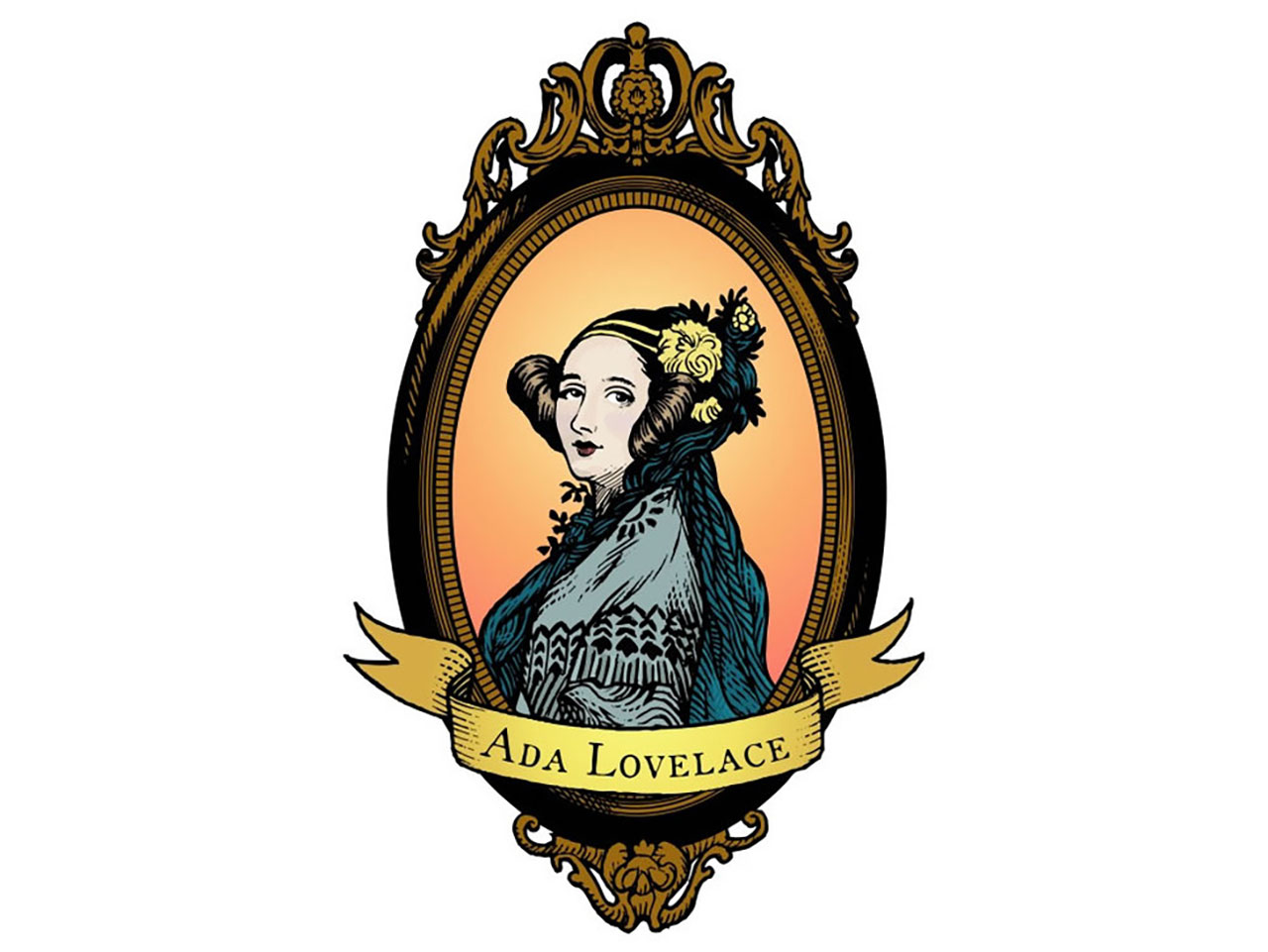 Ada Lovelace Large Oval Color - Sticker