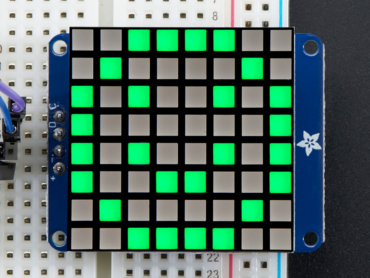 Small 1.2 8X8 Bright Square Pure Green LED Matrix + Backpack