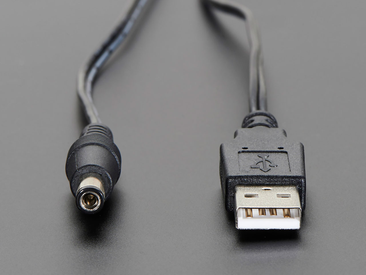 USB to 2.1mm Male Barrel Jack Cable - 22AWG & 1 Meter