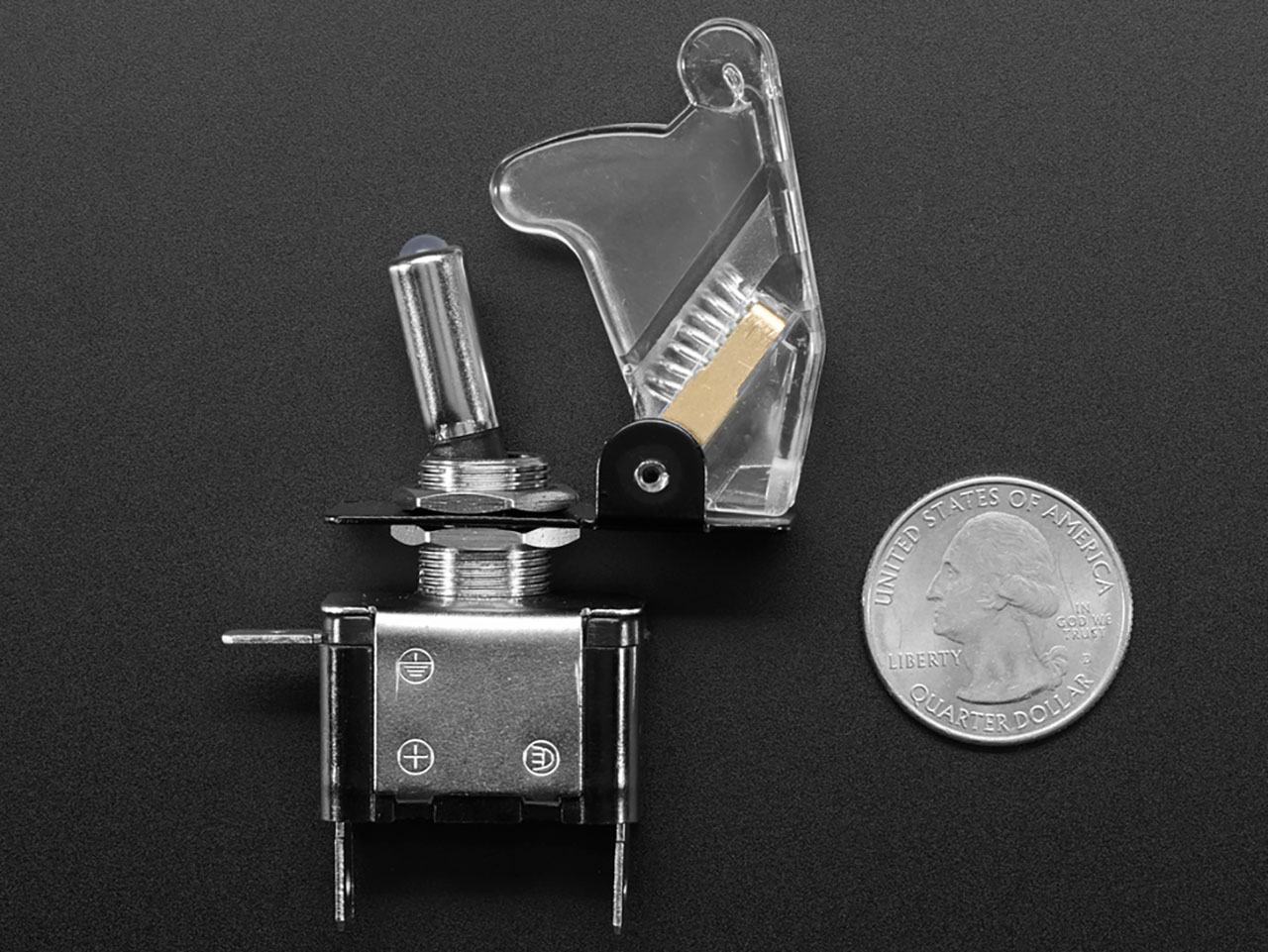 Illuminated Toggle Switch with Cover - White / Clear