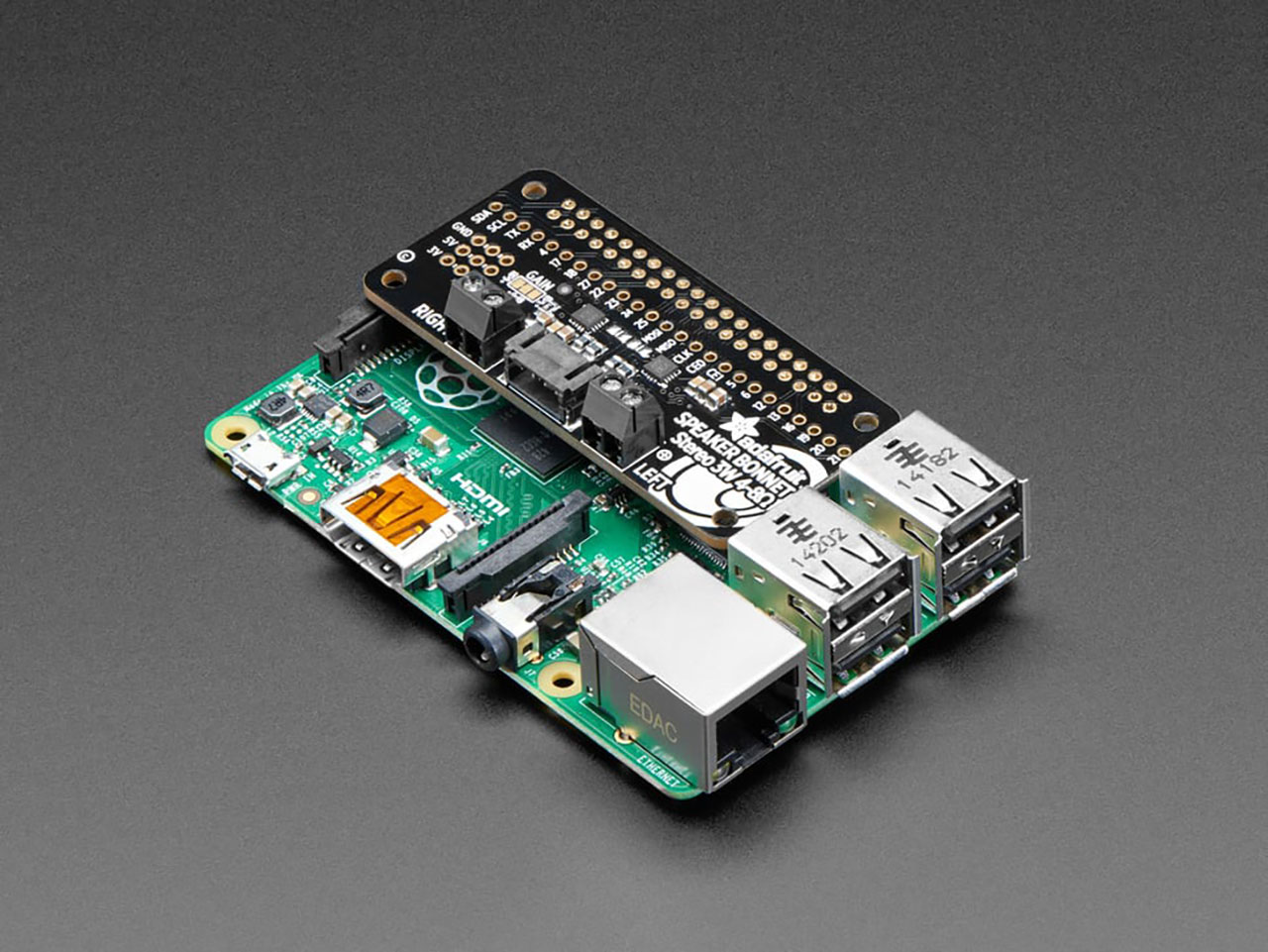 Adafruit I2S 3W Stereo Speaker Bonnet for Raspberry Pi (Mini Kit)