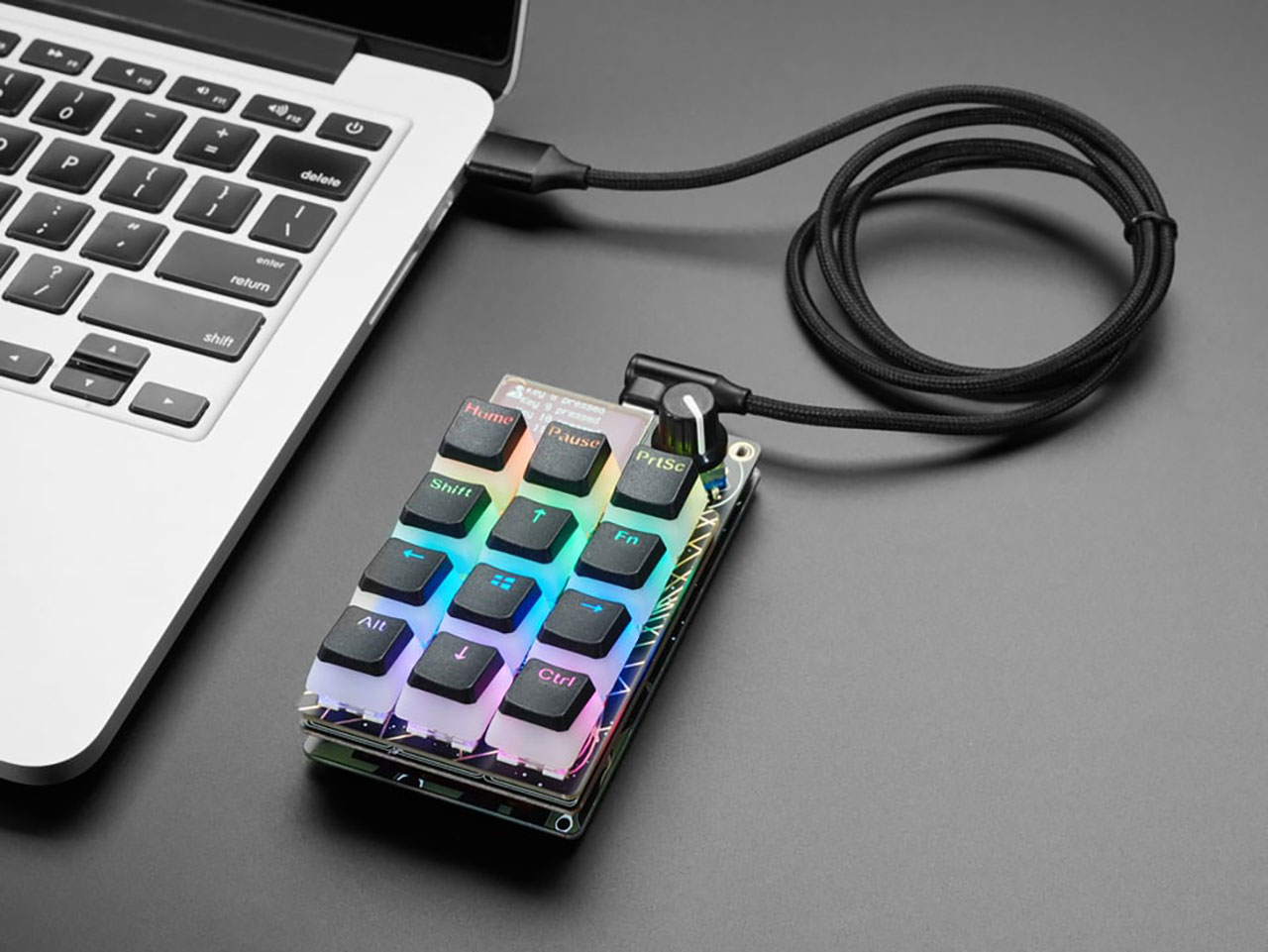 Woven USB Cable with USB Type A to Right Angle USB Type C - Black 1 Meter Long