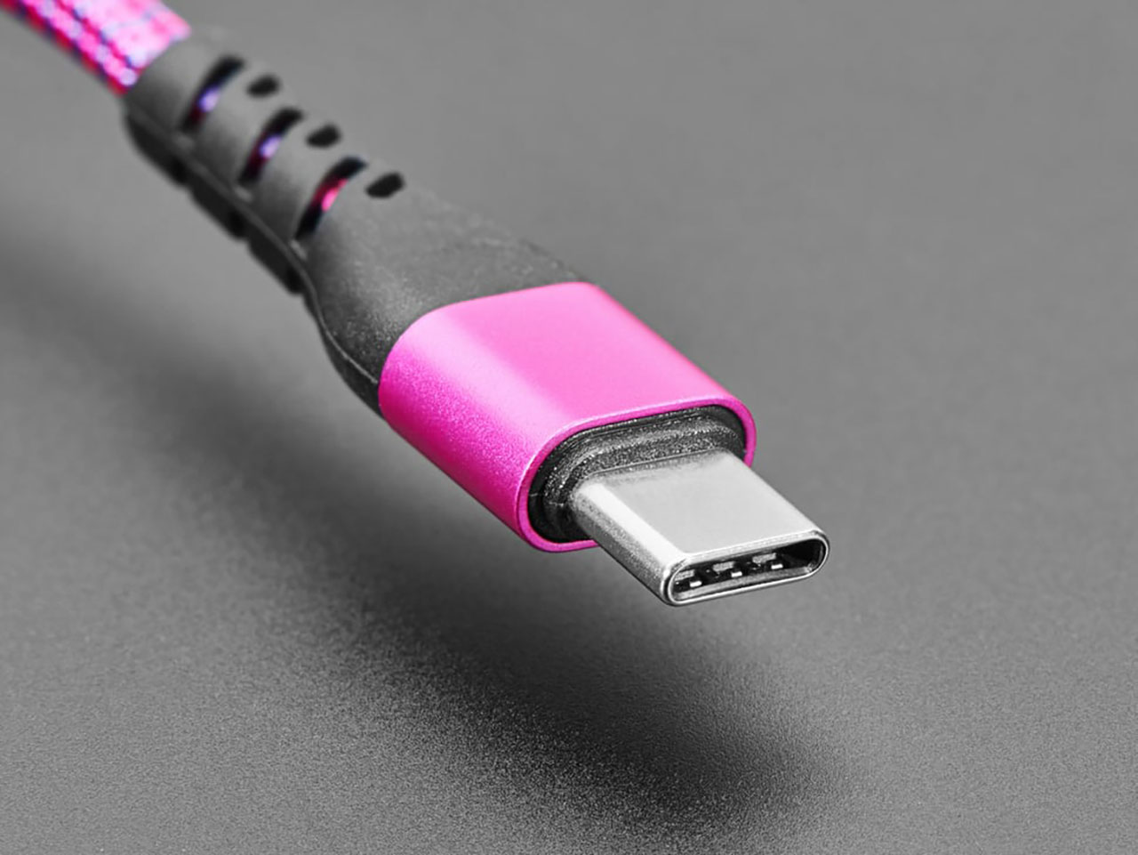 Pink and Purple Woven USB A to USB C Cable - 1 Meter Long