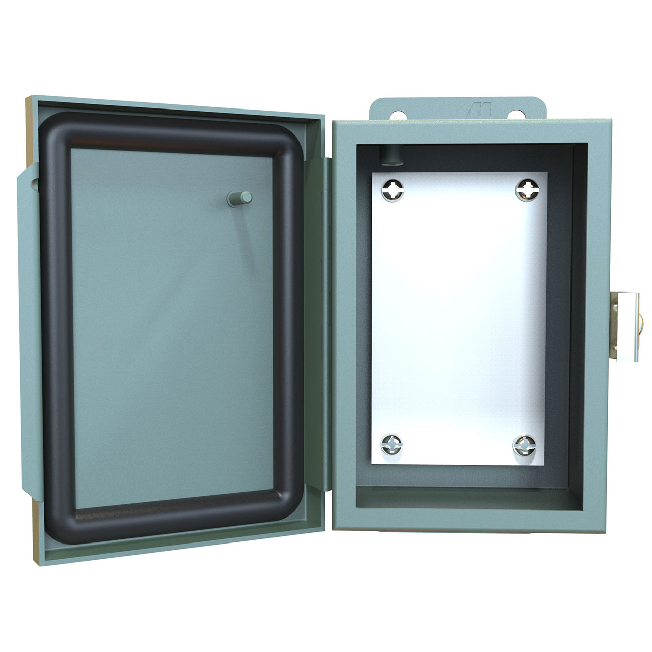 NEMA 12 J Box Hinge Cover with Panel 6 x 4 x 3 Steel/Gray