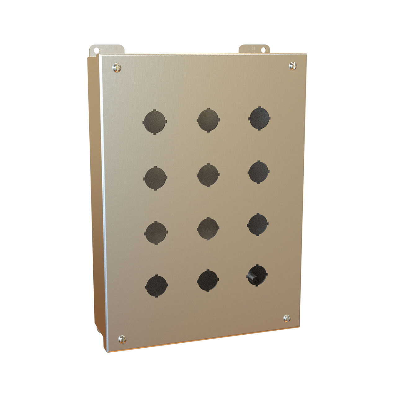 Pushbutton Enclosure 12 Pushbutton x 30.5mm 316 Stainless Steel 11.75 x 8.5 x 3 Inch