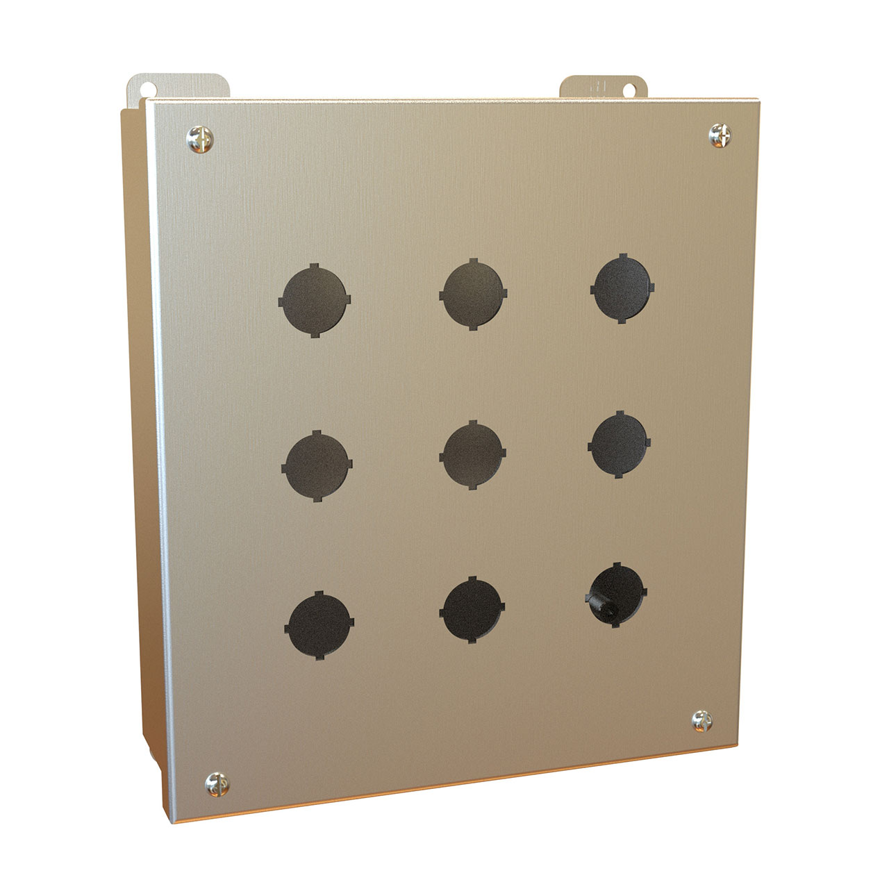 Pushbutton Enclosure 9 Pushbutton x 30.5mm 304 Stainless Steel 9.5 x 8.5 x 3 Inch
