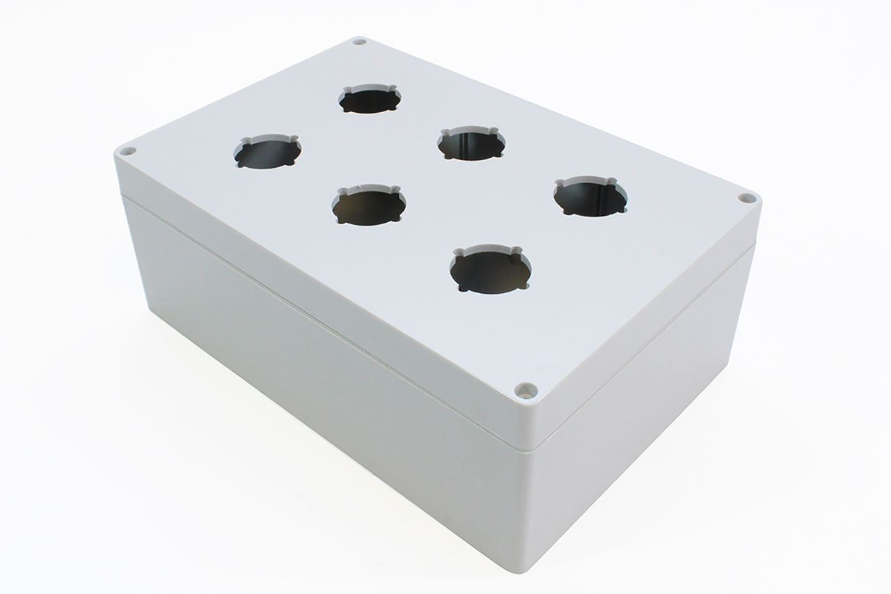 NEMA 4x Pushbutton Enclosure 6 Pushbutton x 30.5mm Polycarbonate 9.5 x 6.3 x 3.5 Inch