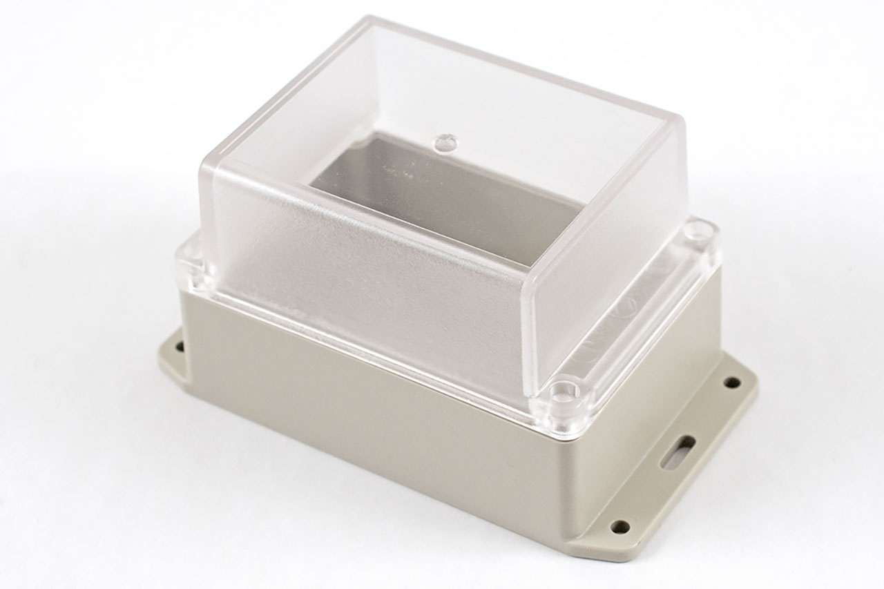 Enclosure Plastic 4.92 x 3.35 x 3.35 Inch Light Gray ABS Clear Lid with Bottom Flange