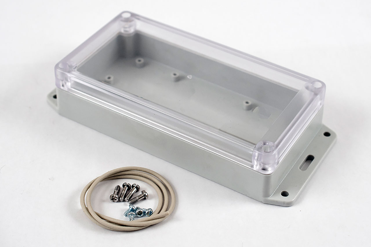 Enclosure Plastic 6.5 x 3.35 x 1.57 Inch Off-White Polycarbonate Clear Lid with Bottom Flange