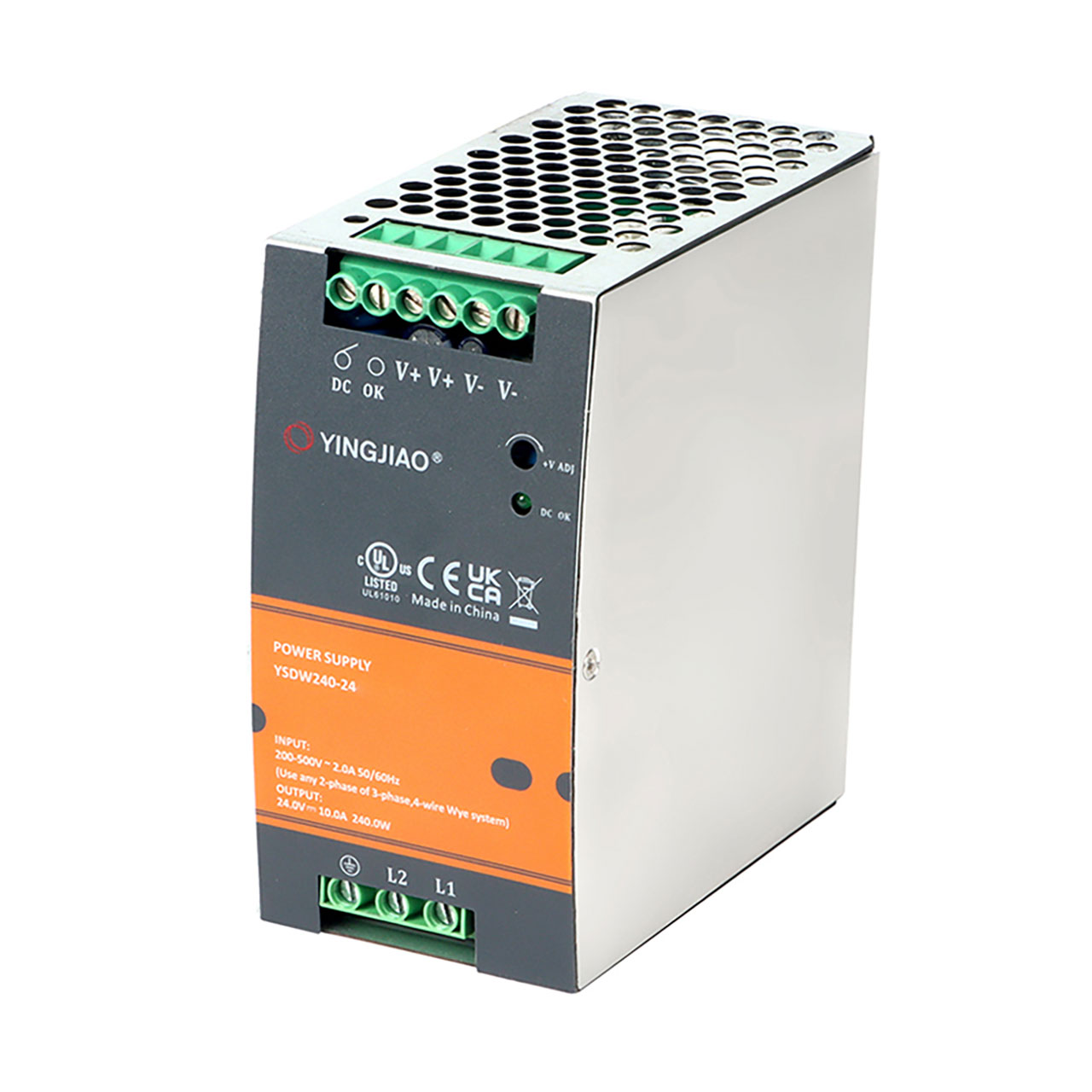 DIN Rail Power Supply 48 VDC 5A 240W 180 VAC to 550 VAC Input