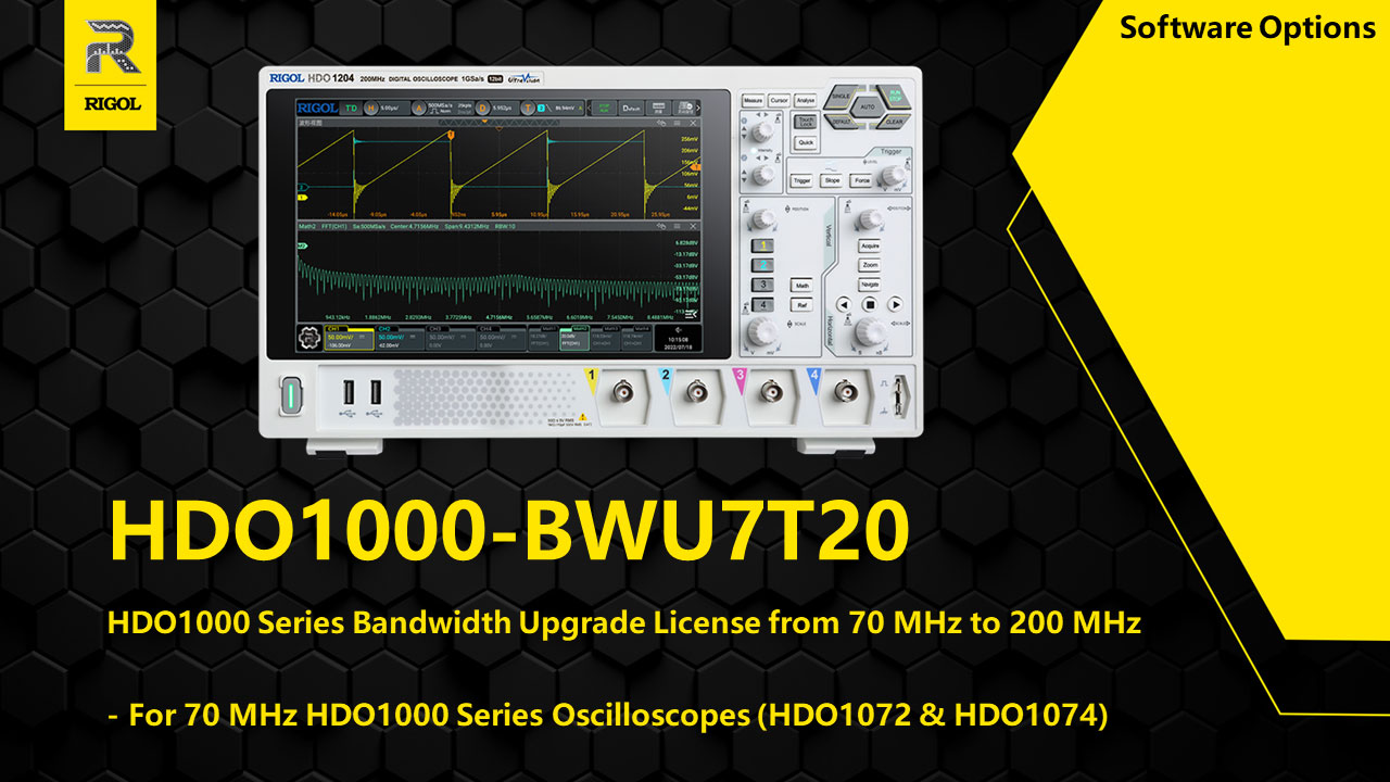 Bandwidth Upgrade for DHO1000 Oscilloscopes (70 to 200 MHz)