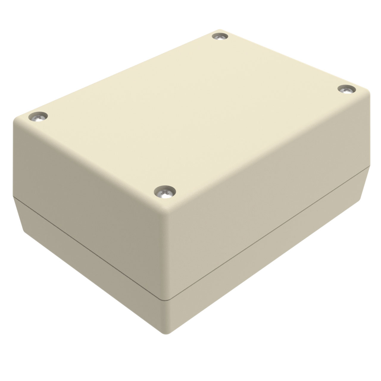 Enclosure Almond ABS Hand Held Split Sides 4.380" L x 3.250" W x 2.000" H 2xAA Battery Holder Threaded Base for Repeat Removal