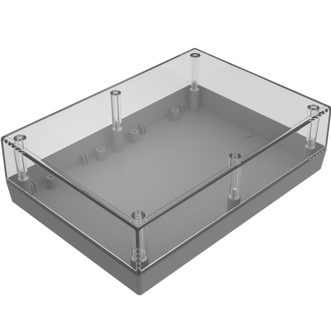 Enclosure Gray/Clear ABS/Poly Hand Held Split Sides 6.880" L x 4.880" W x 2.000" H