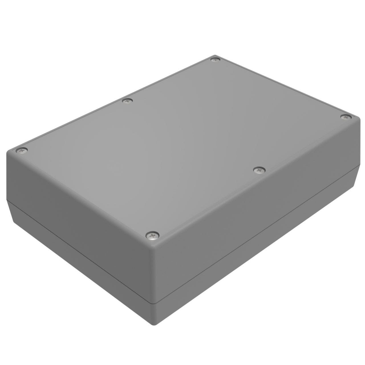 Enclosure Gray ABS Hand Held Split Sides 6.880" L x 4.880" W x 2.000" H Threaded I-Plate Insert Area 2xAA Battery Holder