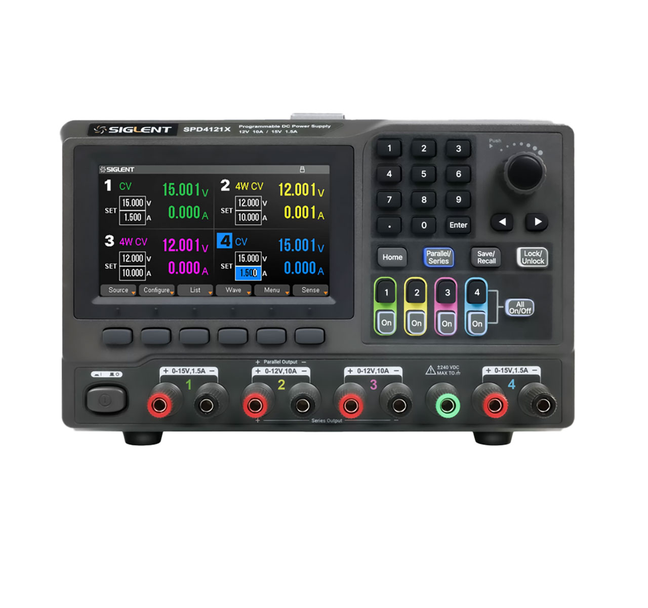 Benchtop Programmable Linear DC Power Supply 4 Channel 6V 3.2A and 32V 3.2A 4.3" TFT