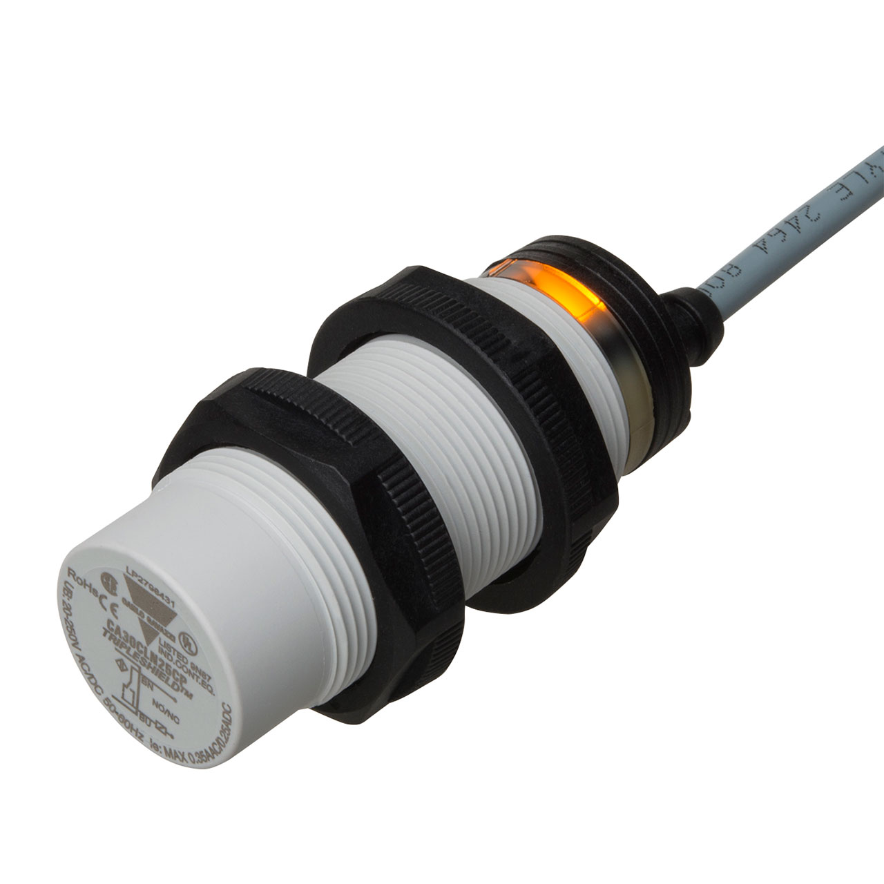 Capacitive Proximity Sensor M30 x 75.6mm 25mm Range PNP-NO+NC 20-250VAC/VDC 2m PVC Cable IP67