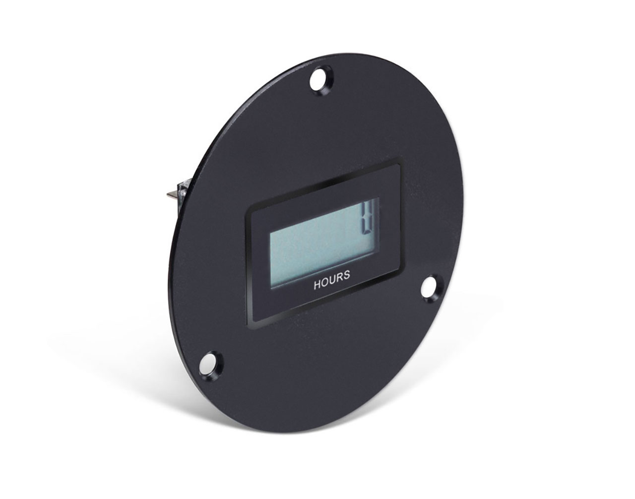 LCD Hour Meter 10-300 VDC and 20-300 VAC In One Unit 3-Hole Round Housing 1/4" Spade Terminals Non-Reset