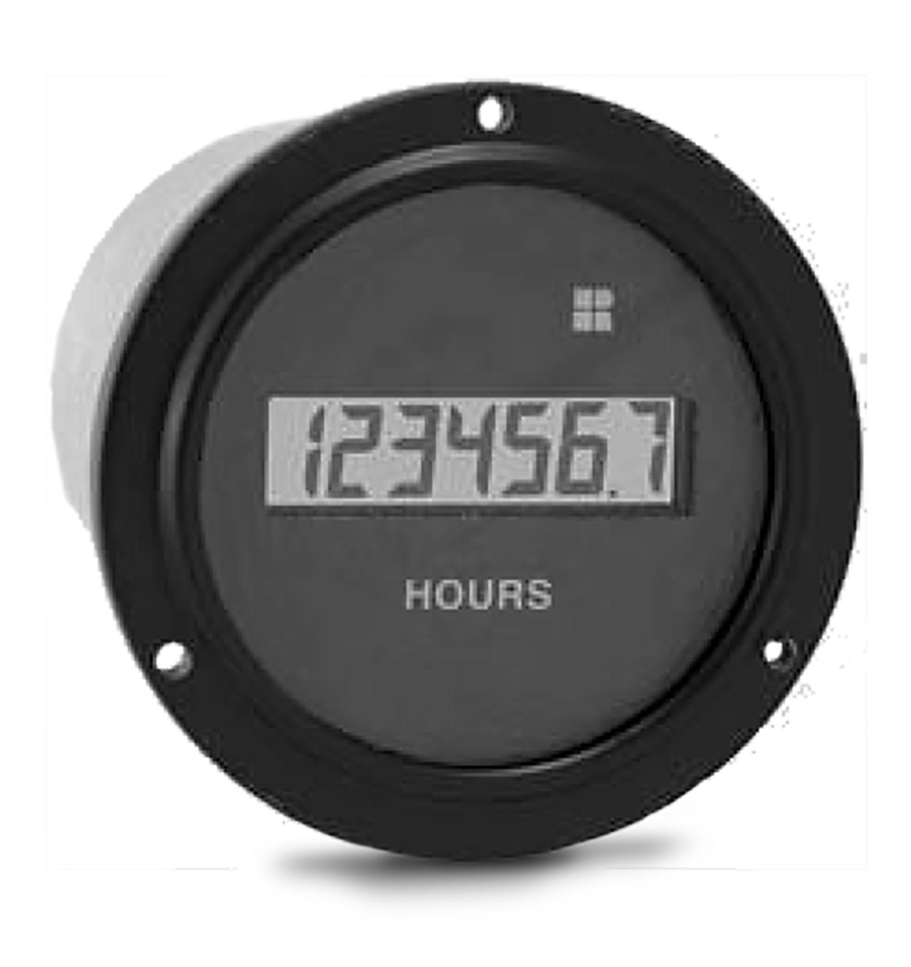 8 Digit Electonic LCD Hour Meter 85-500 VAC 60 Hz Hours and Tenths 3-Hole Cup Mount 6" Wire Leads Non-Reset