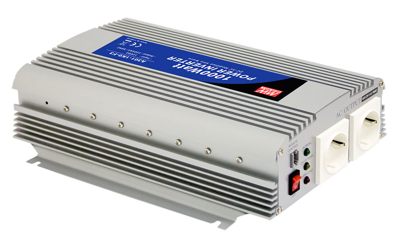 Modified Sine Wave DC-AC Power Inverter 1KW 110VAC Output 3xUSA Receptacle 12VDC 110A Ring Terminal Input