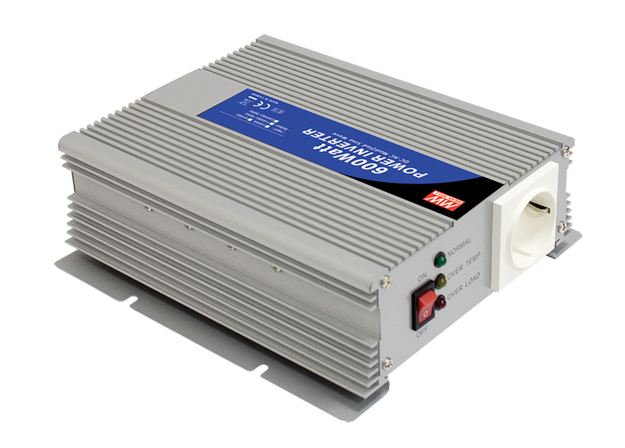 Modified Sine Wave DC-AC Power Inverter 600W 230VAC Output 2xEURO Receptacle 12VDC 60A Battery Clip Input