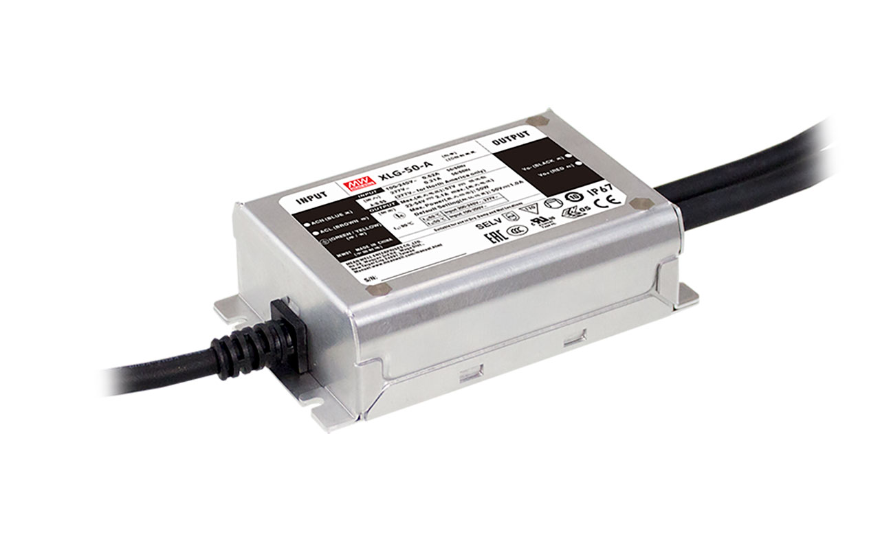 Constant Power LED Driver 50W 530-2100mA 100V-305V Adjustable Current and Dimming Made in PHL