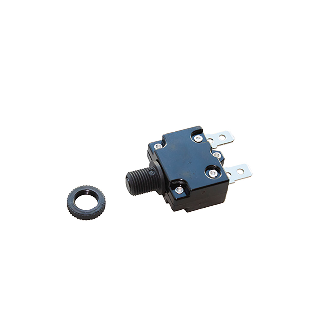 Circuit Protection Circuit Breaker Thermal Push to Reset 50VDC 250VAC 30A Plastic 3/8" Bushing Straight Terminal