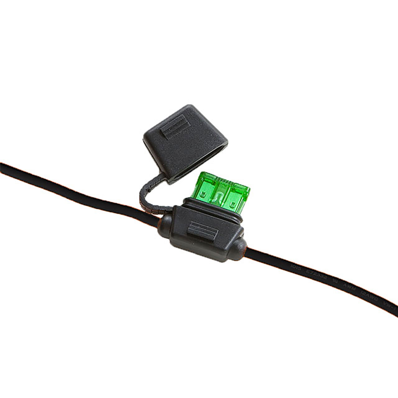 Circuit Protection Black Fuse Holder with Cap In-Line for Regular Blade 16AWG 15A Black Wire Copper